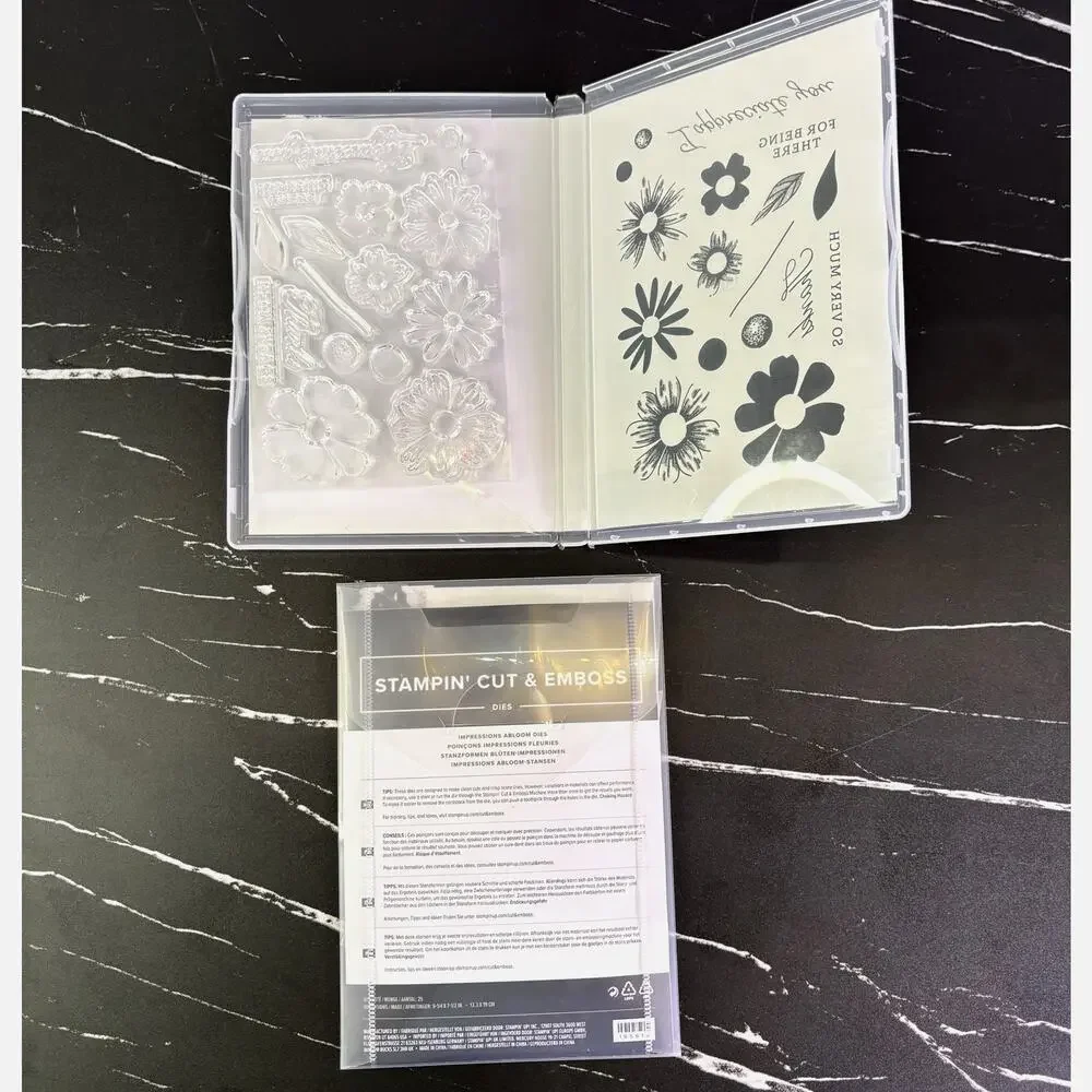 Stampin Up Impressions Abloom Stamp Set & Coordinating Dies Bundle Lot